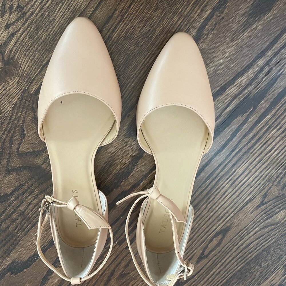 NWOT Talbots Leather Tan Pointy Toe Flats - 8.5M